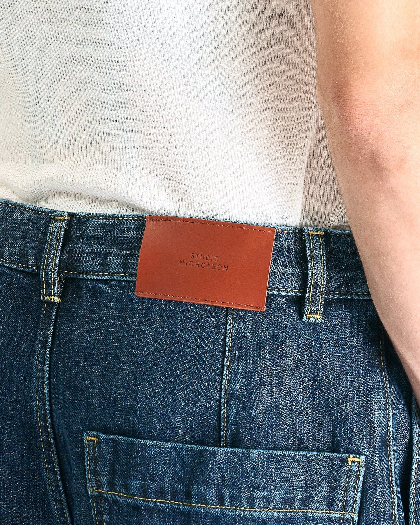 Studio Nicholson Men's Pants Single Pleat Denim Pant in Indigo