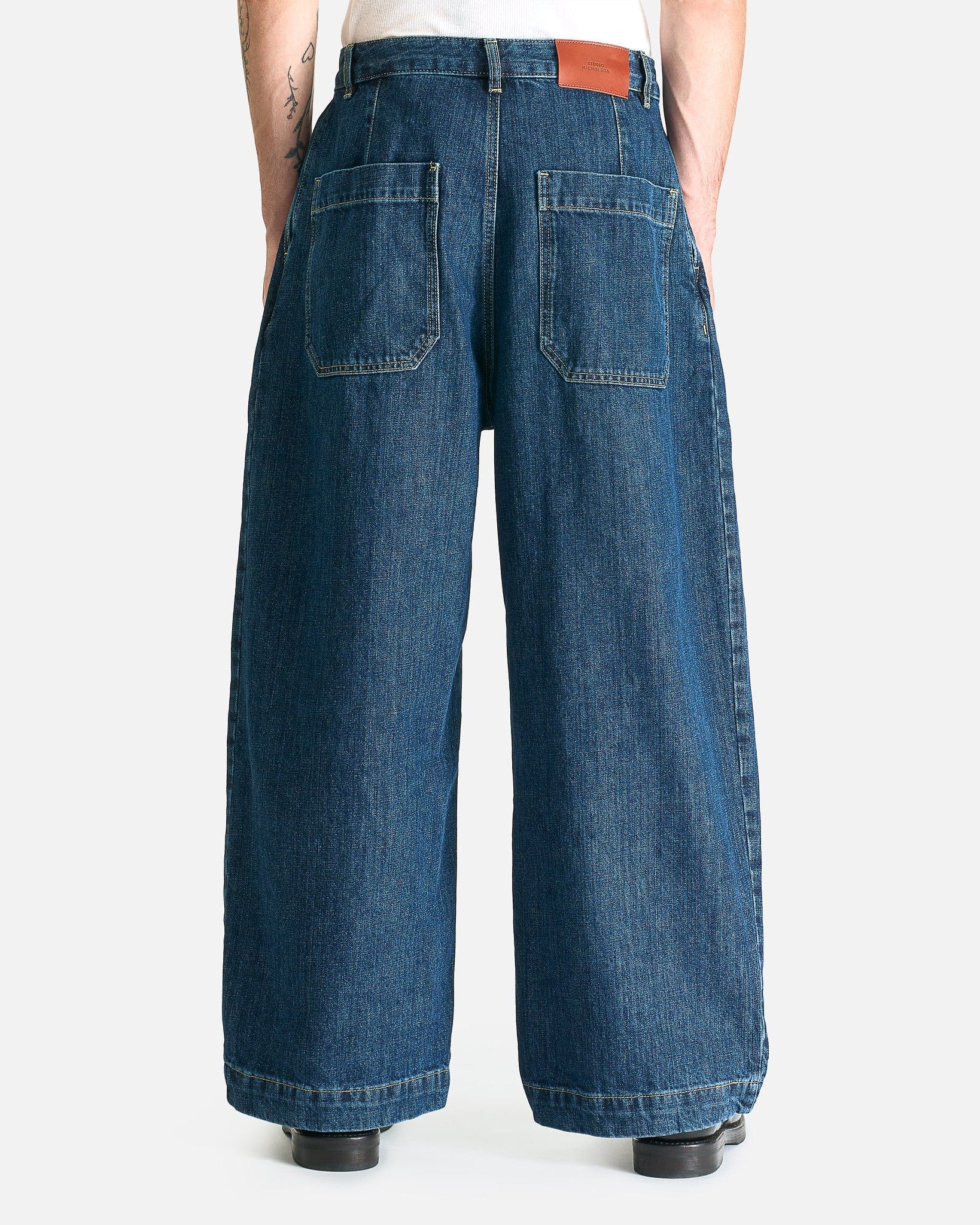 Studio Nicholson Men's Pants Single Pleat Denim Pant in Indigo