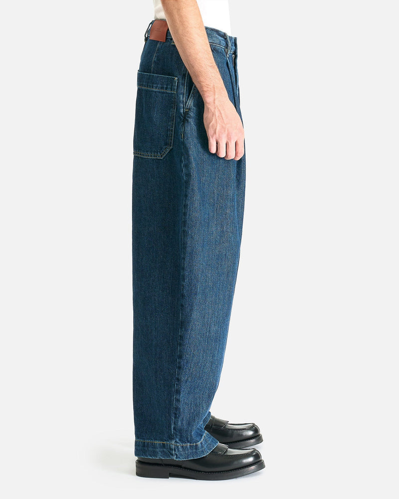 Studio Nicholson Men's Pants Single Pleat Denim Pant in Indigo