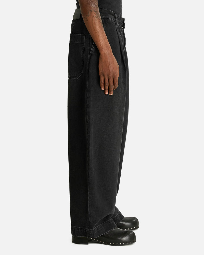 Studio Nicholson Men's Pants Single Pleat Pant in Washed Black