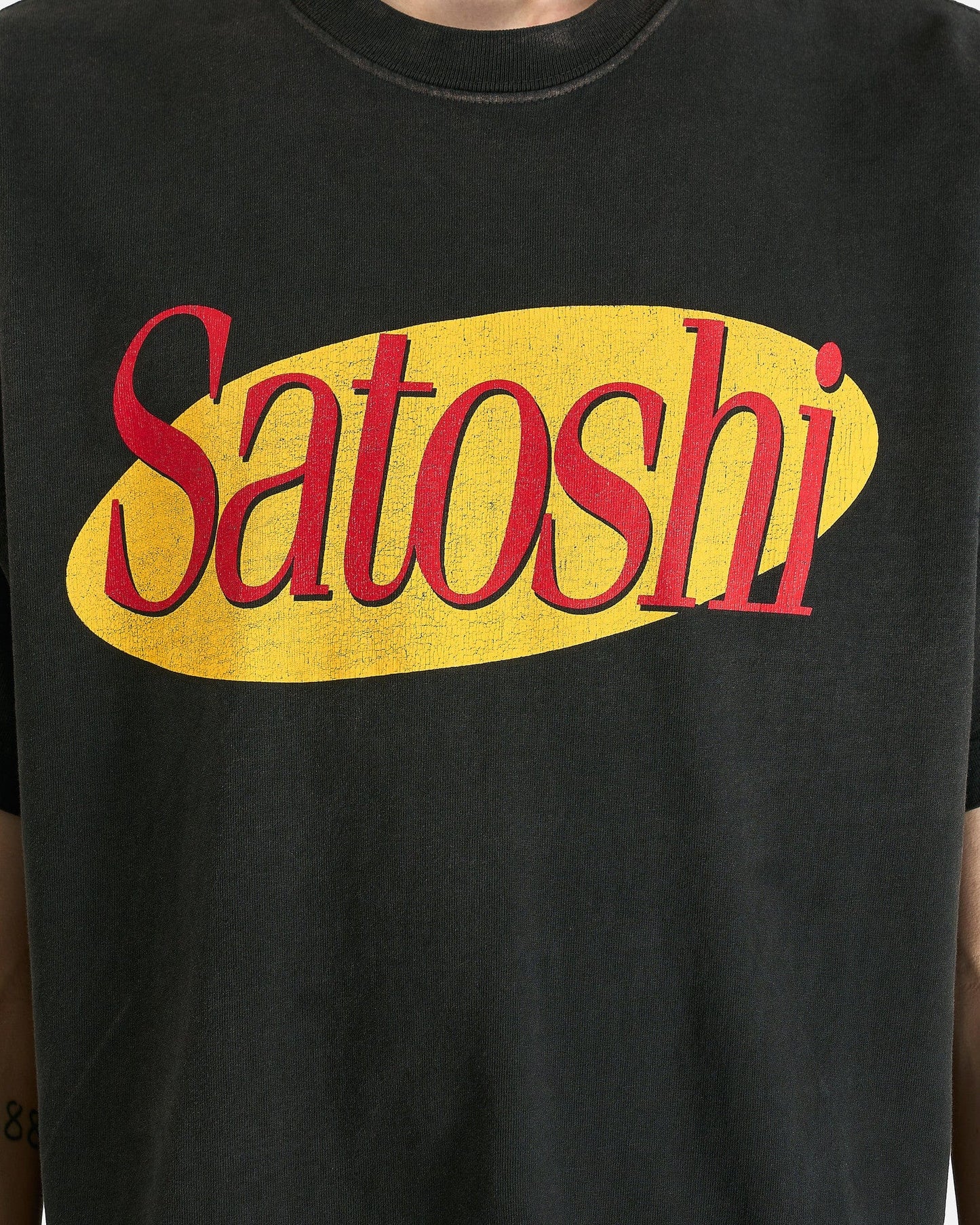 Satoshi Nakamoto Men's T-Shirts Sitcom Tee in Washed Black