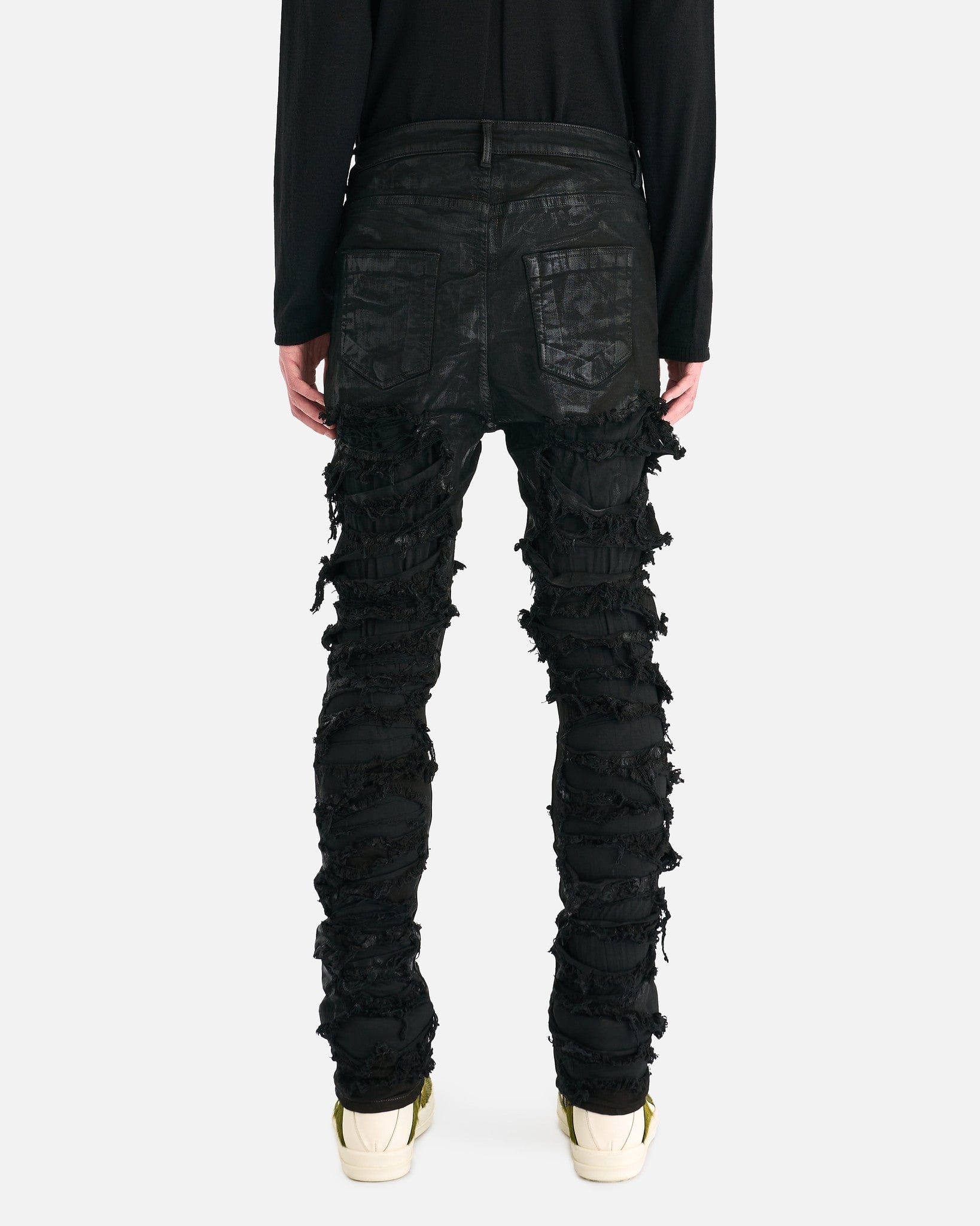 Rick Owens DRKSHDW Men's Jeans Slashed Detroit Cut Denim in Black