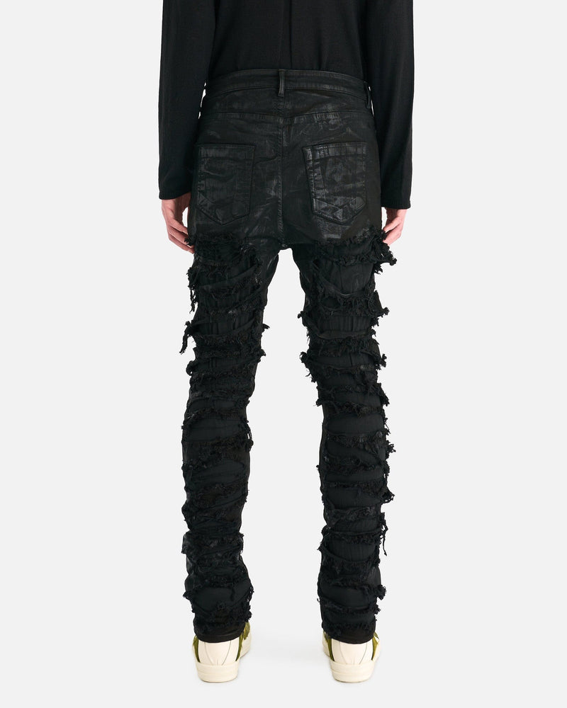 Rick Owens DRKSHDW Men's Jeans Slashed Detroit Cut Denim in Black