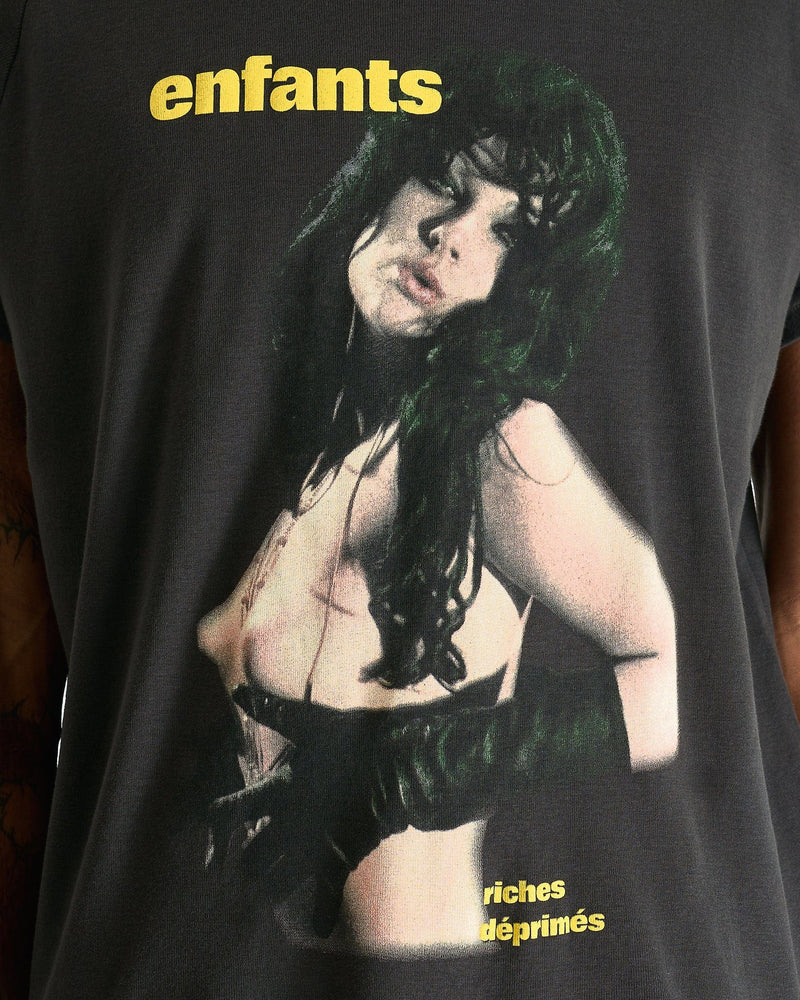 Enfants Riches Deprimes Men's T-Shirts Slave Girl Raglan T-Shirt in Faded Black
