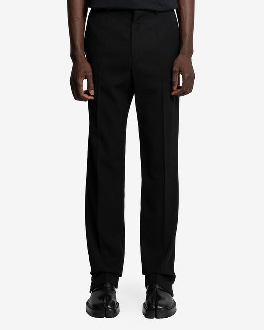 Botter Men's Pants Slim Fit Trousers With Zipped Hem in Fine Wool Black