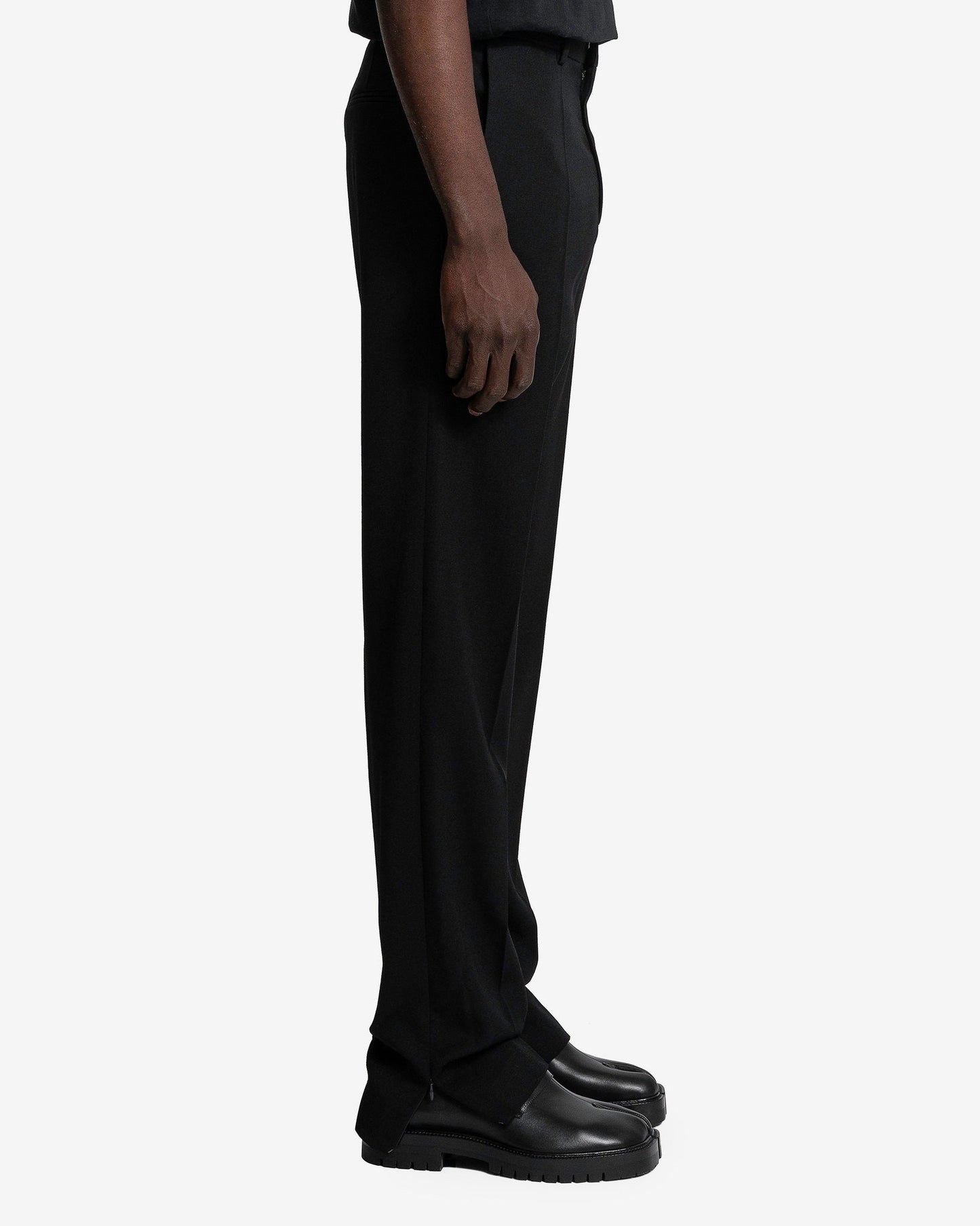 Botter Men's Pants Slim Fit Trousers With Zipped Hem in Fine Wool Black