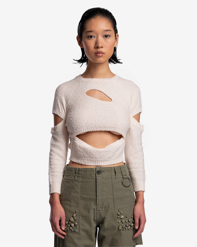 UNDERCOVER Women Sweaters Slit Detail Knit Sweater in Off-White