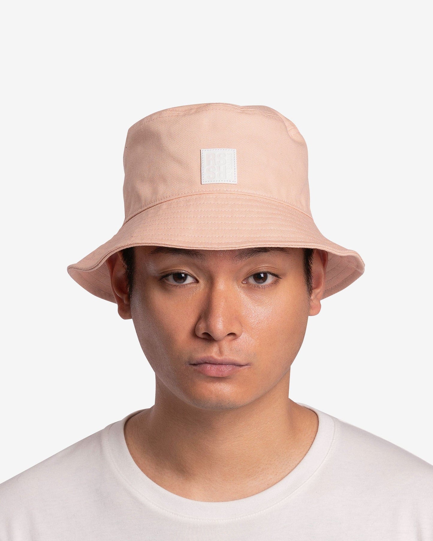 Raf Simons Men's Hats Small Leather Patch Bucket Hat in Salmon
