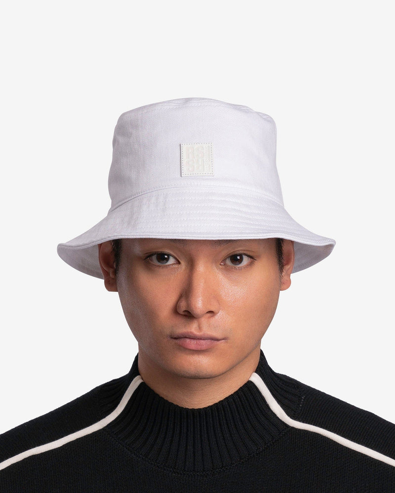 Small Leather Patch Bucket Hat in White – SVRN - Main Image