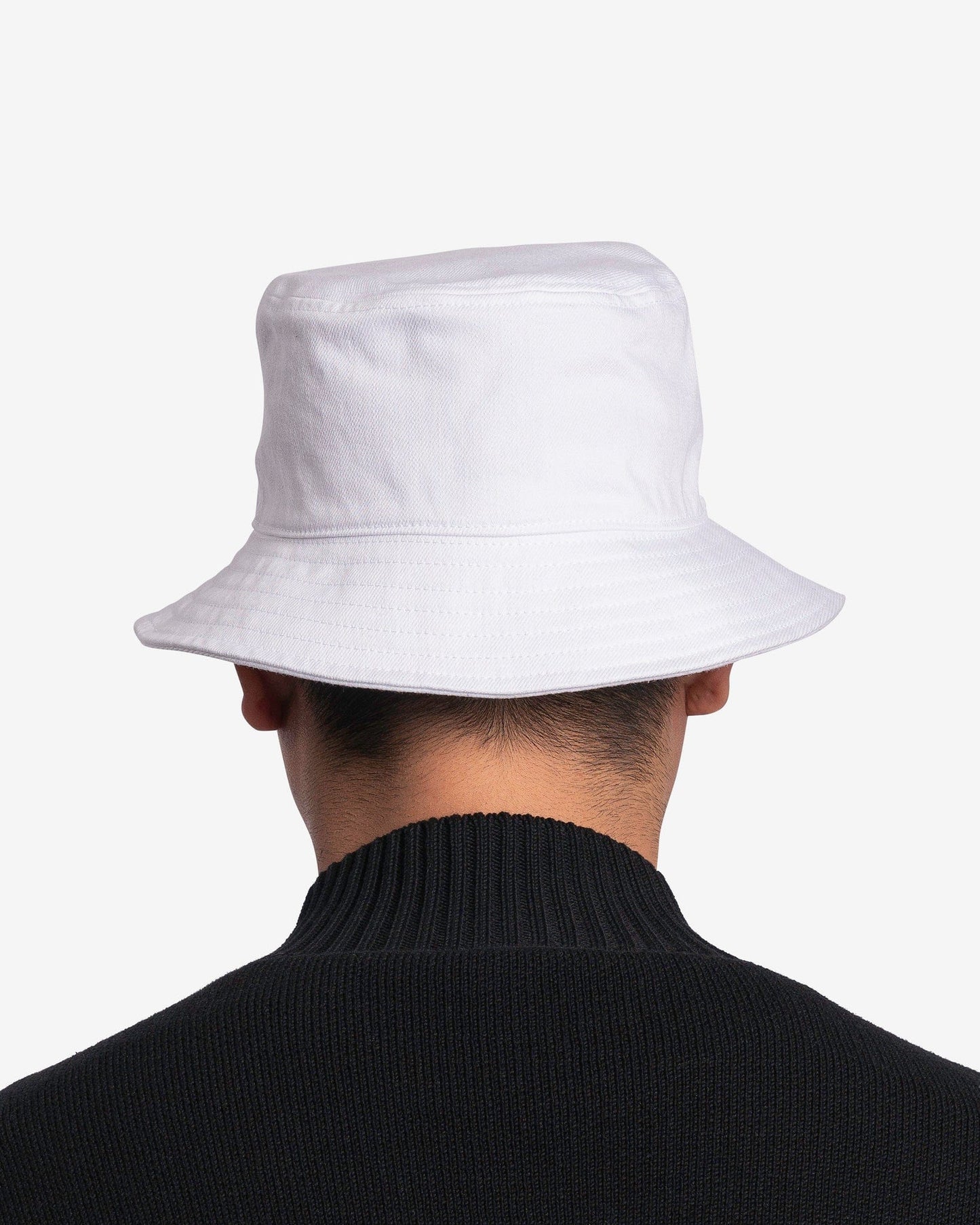 Raf Simons Men's Hats Small Leather Patch Bucket Hat in White