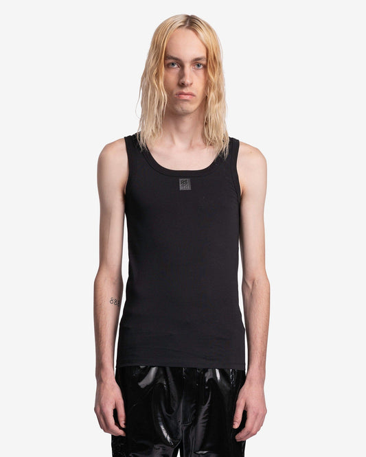 Raf Simons Men's Tops Small Leather Patch Tank Top in Black