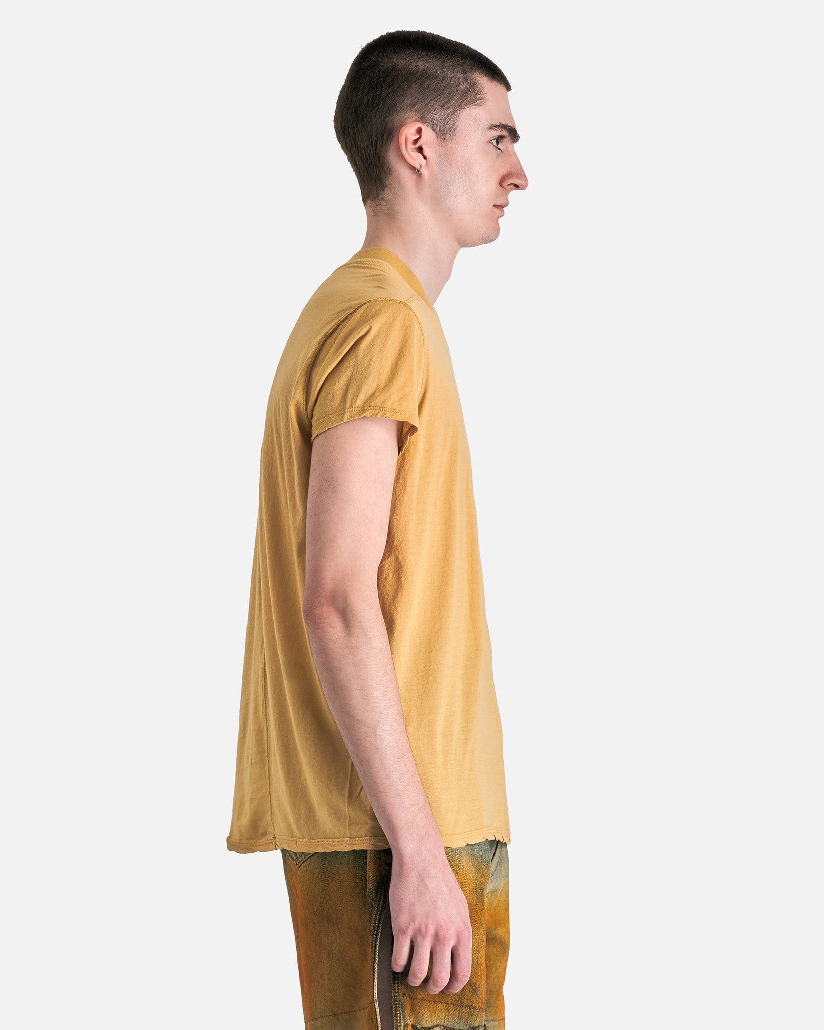Rick Owens DRKSHDW Men's Shirts Small Level T-Shirt in Mustard