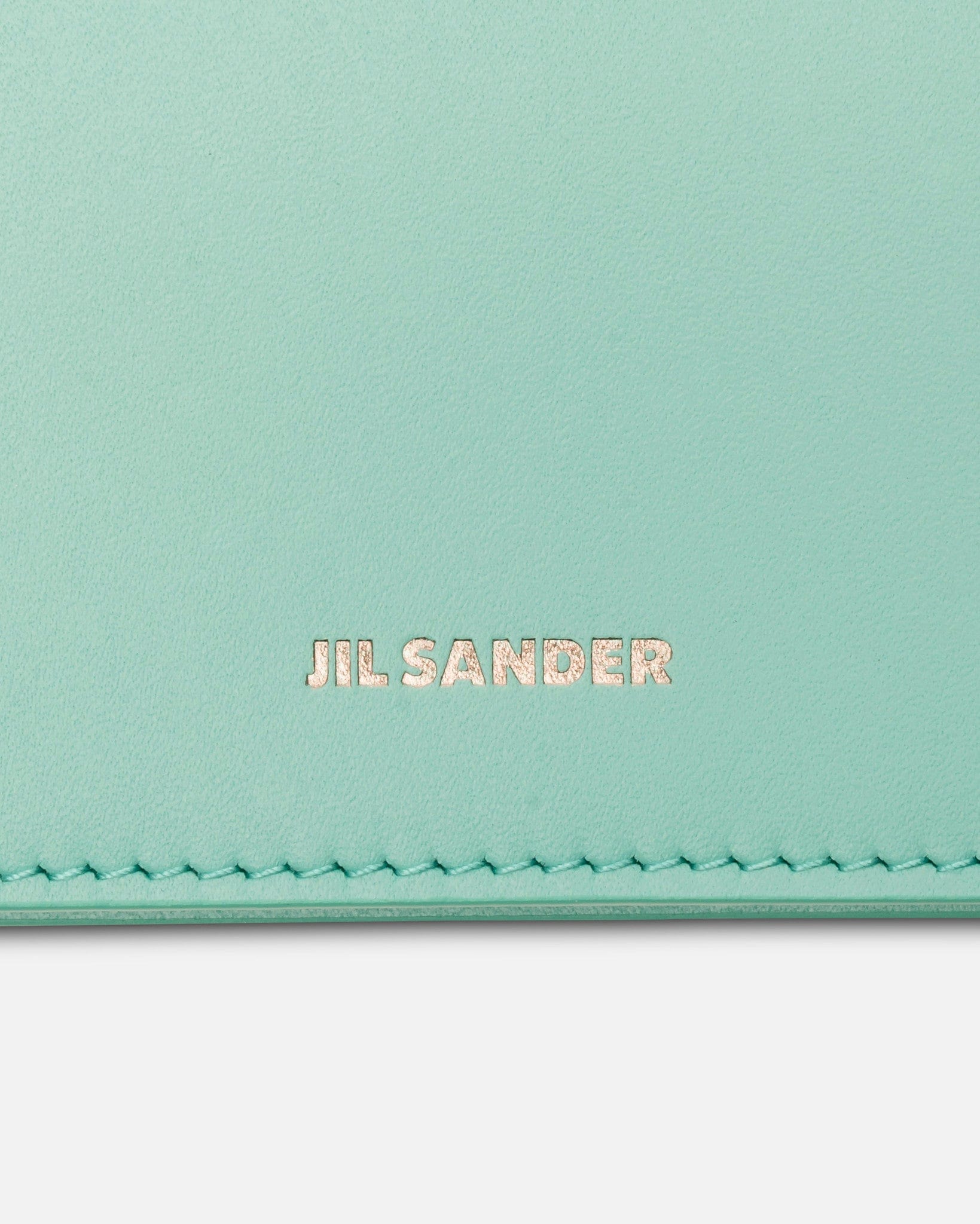 Jil Sander Leather Goods O/S Soft Calf Leather Folded Card Holder in Turquoise