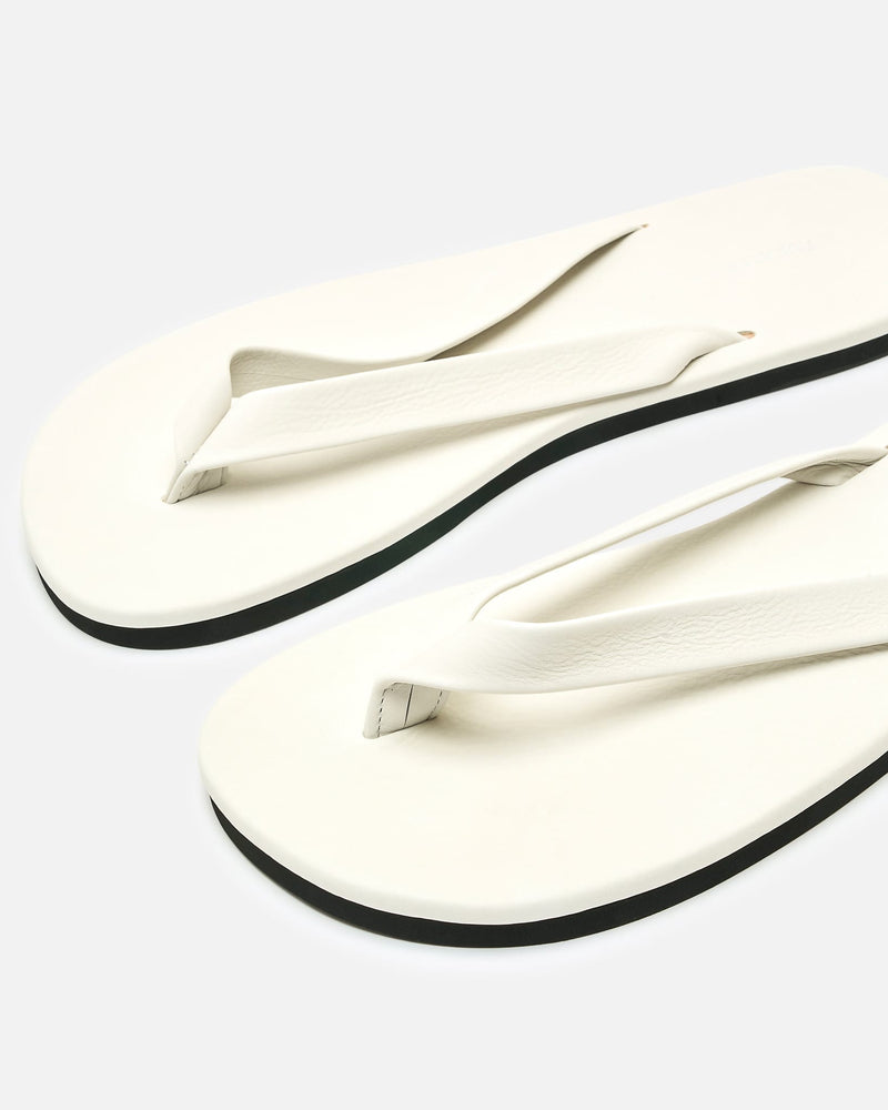 Auralee Men's Shoes Soft Leather Flip-Flops in White