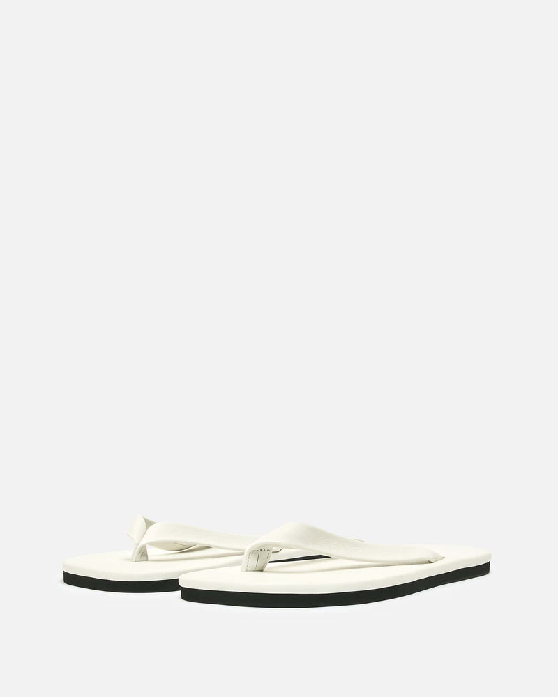 Auralee Men's Shoes Soft Leather Flip-Flops in White