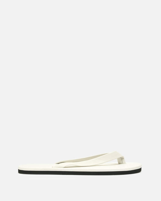 Auralee Men's Shoes Soft Leather Flip-Flops in White
