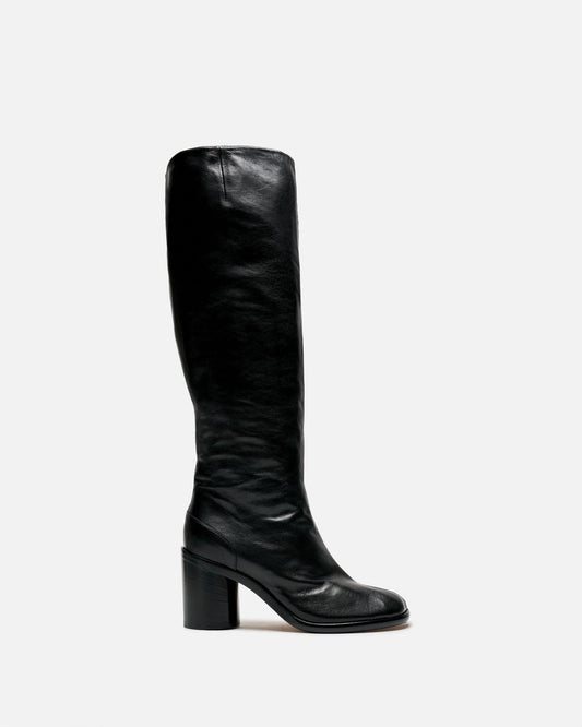 Maison Margiela Women Boots Soft Nappa Leather Tabi Knee-High Boots in Black