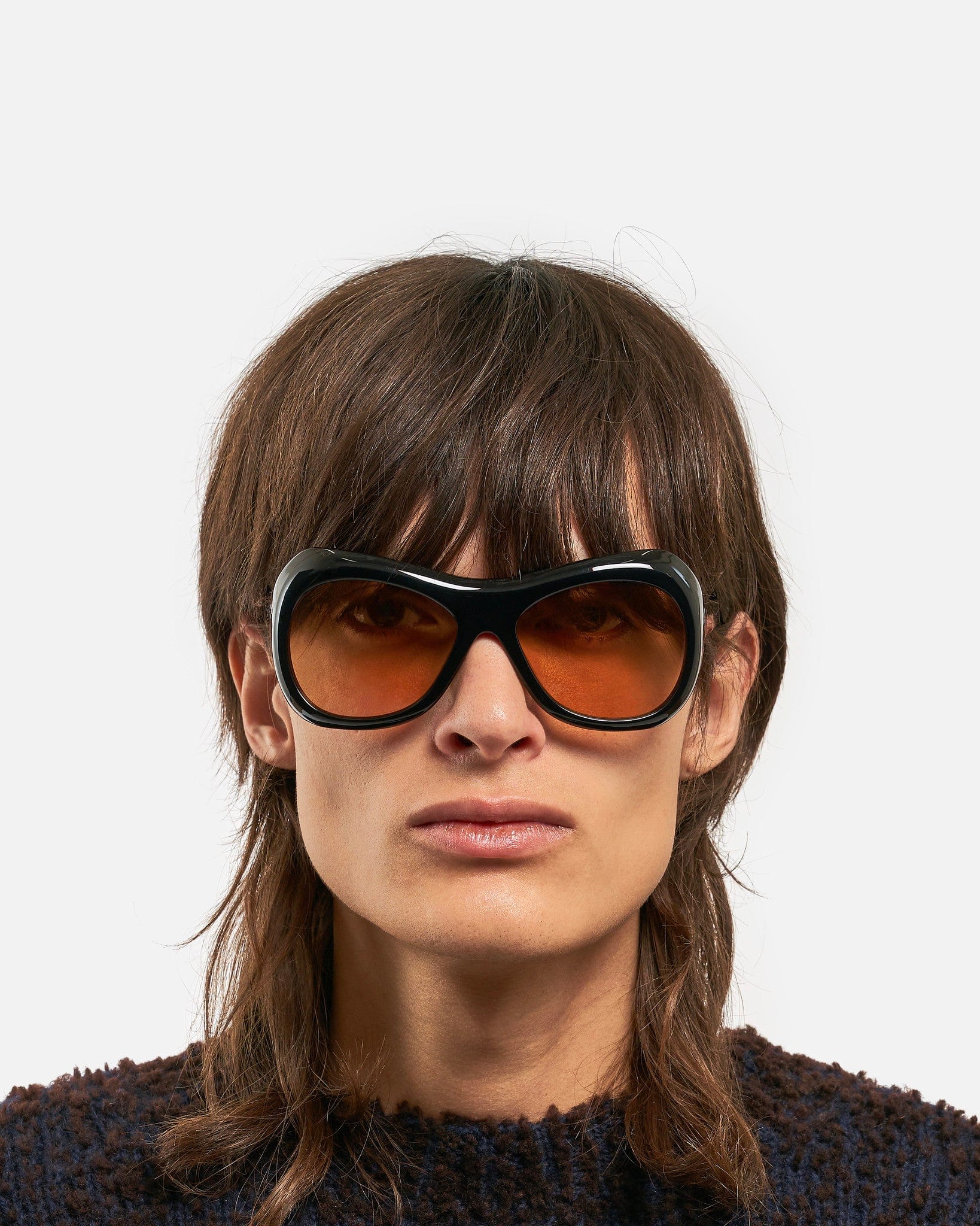 Port Tanger Eyewear O/S Soledad in Black Acetate/Amber Lens