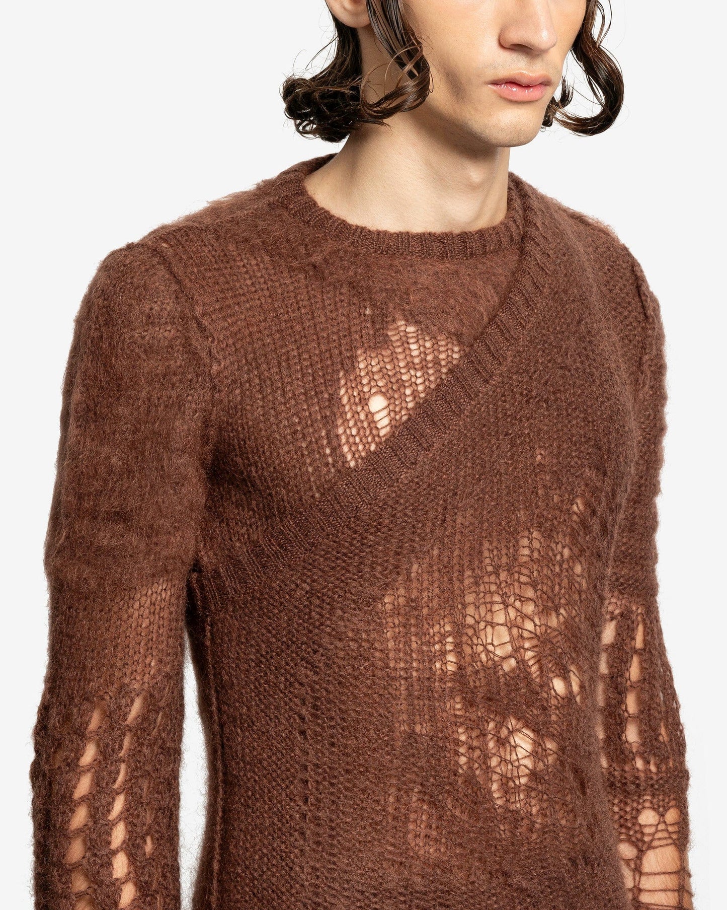 Rick Owens Men's Sweater Spider Banana in Brown