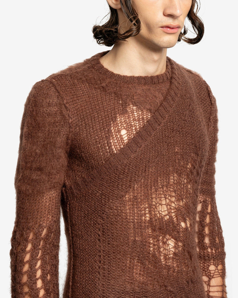 Rick Owens Men's Sweater Spider Banana in Brown