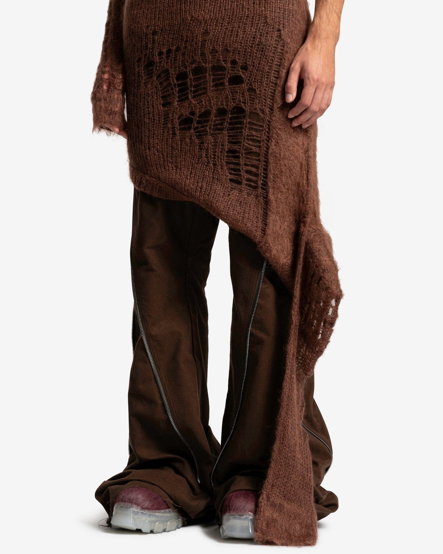 Rick Owens Men's Sweater Spider Banana in Brown