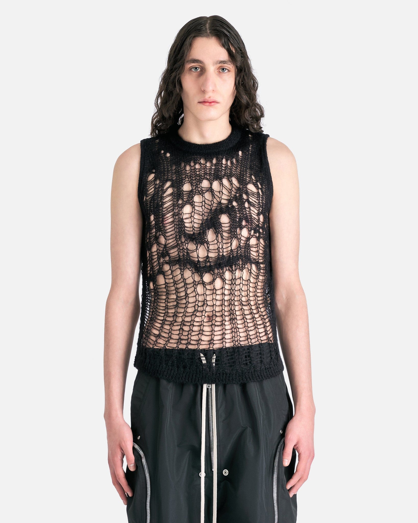 Rick Owens Men's Sweater Spider Tank in Black