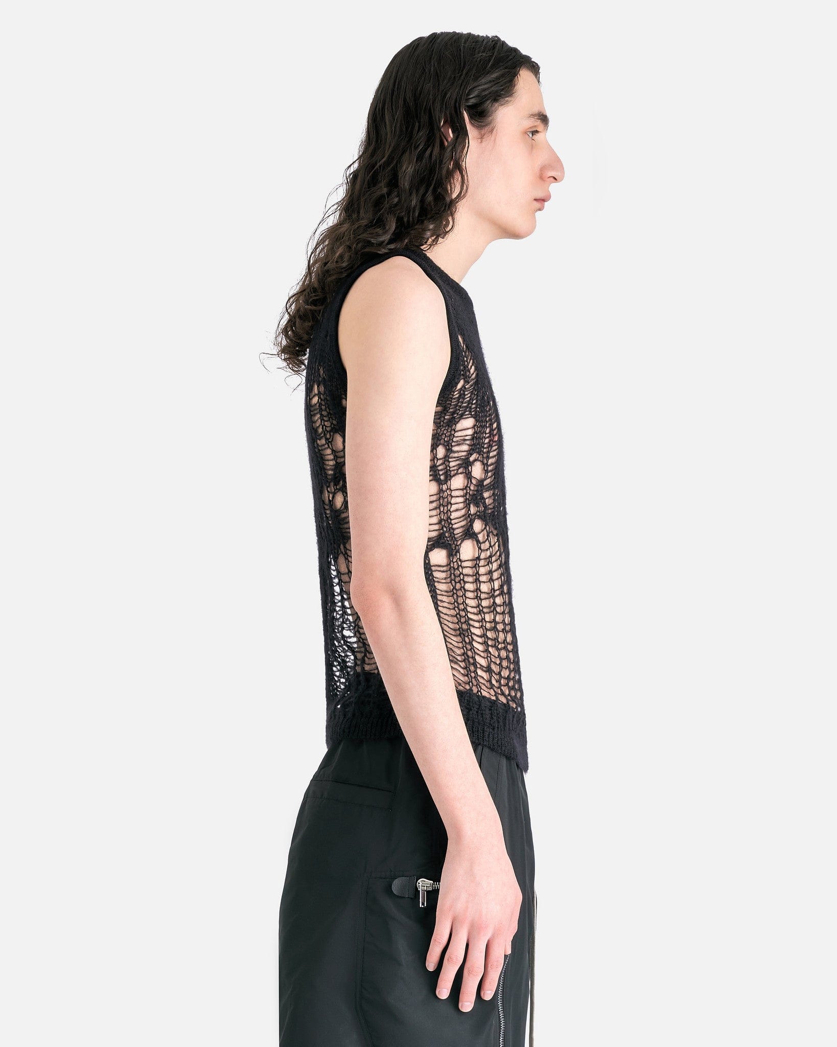 Rick Owens Men's Sweater Spider Tank in Black