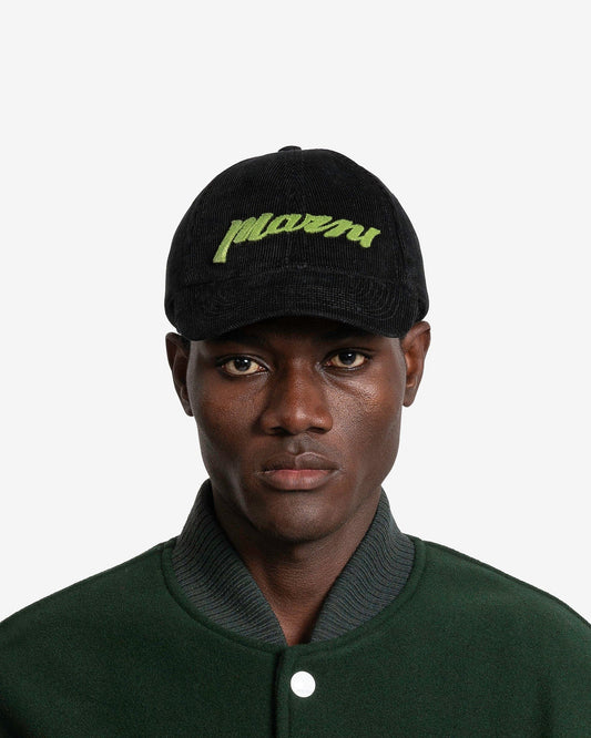 Marni Men's Hats Sponge Logo Corduroy Baseball Cap in Black