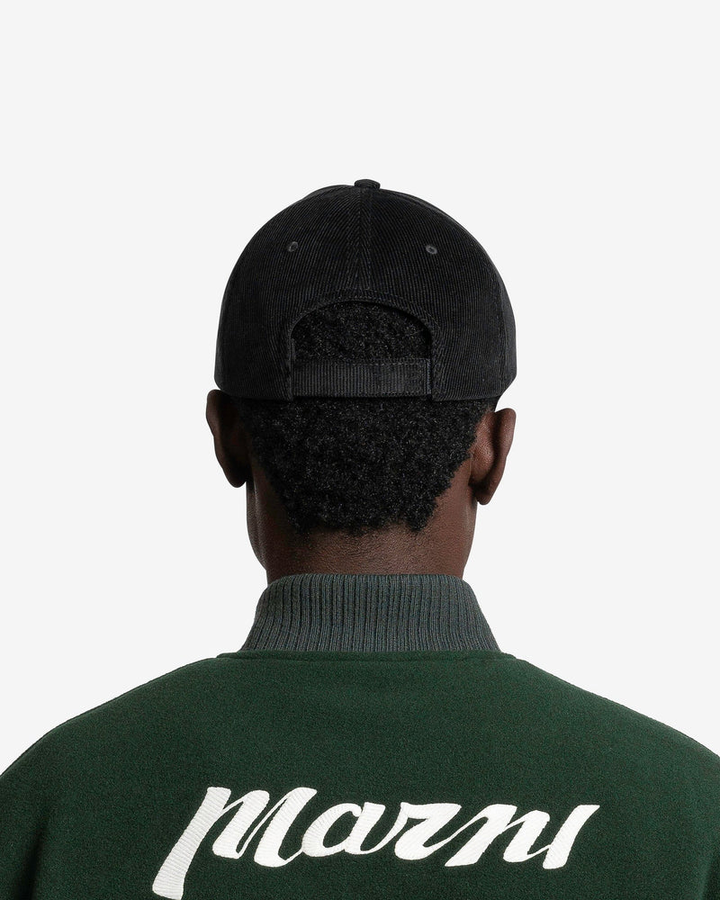 Marni Men's Hats Sponge Logo Corduroy Baseball Cap in Black
