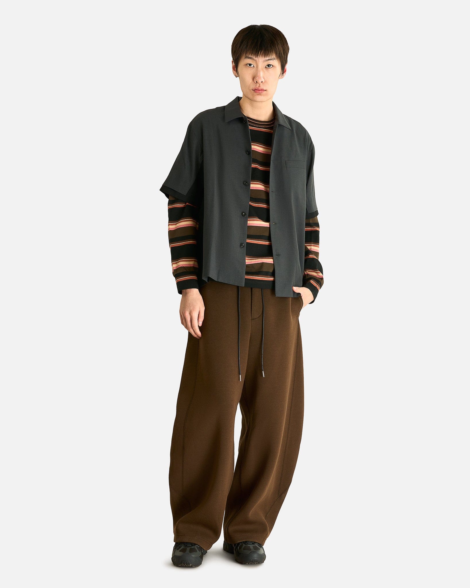 Sacai Men's Pants Sponge Sweatpants in Brown