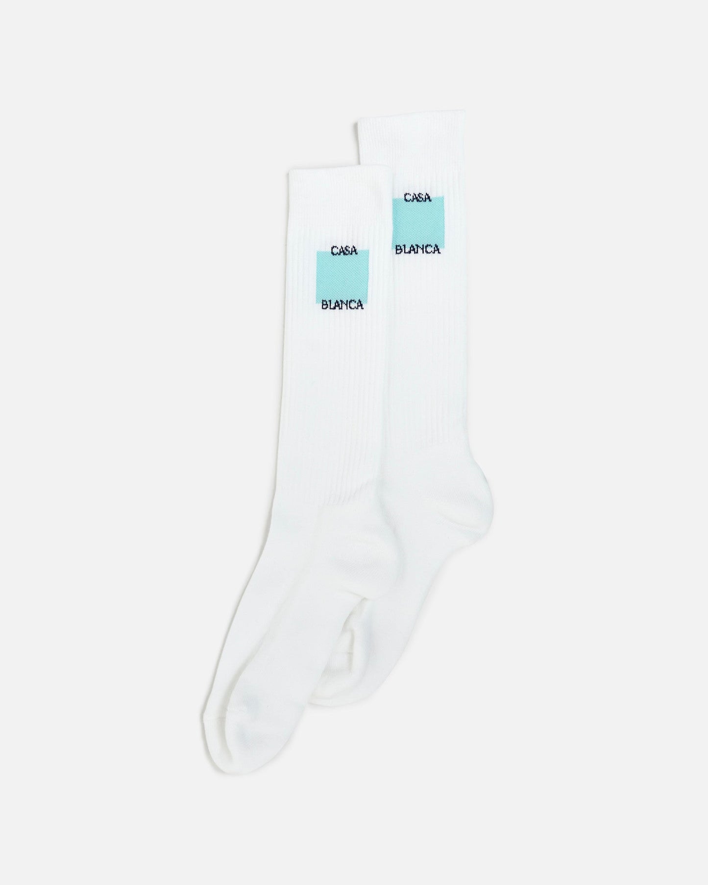 Casablanca Men's Socks Square Logo Ribbed Sport Sock in Blue