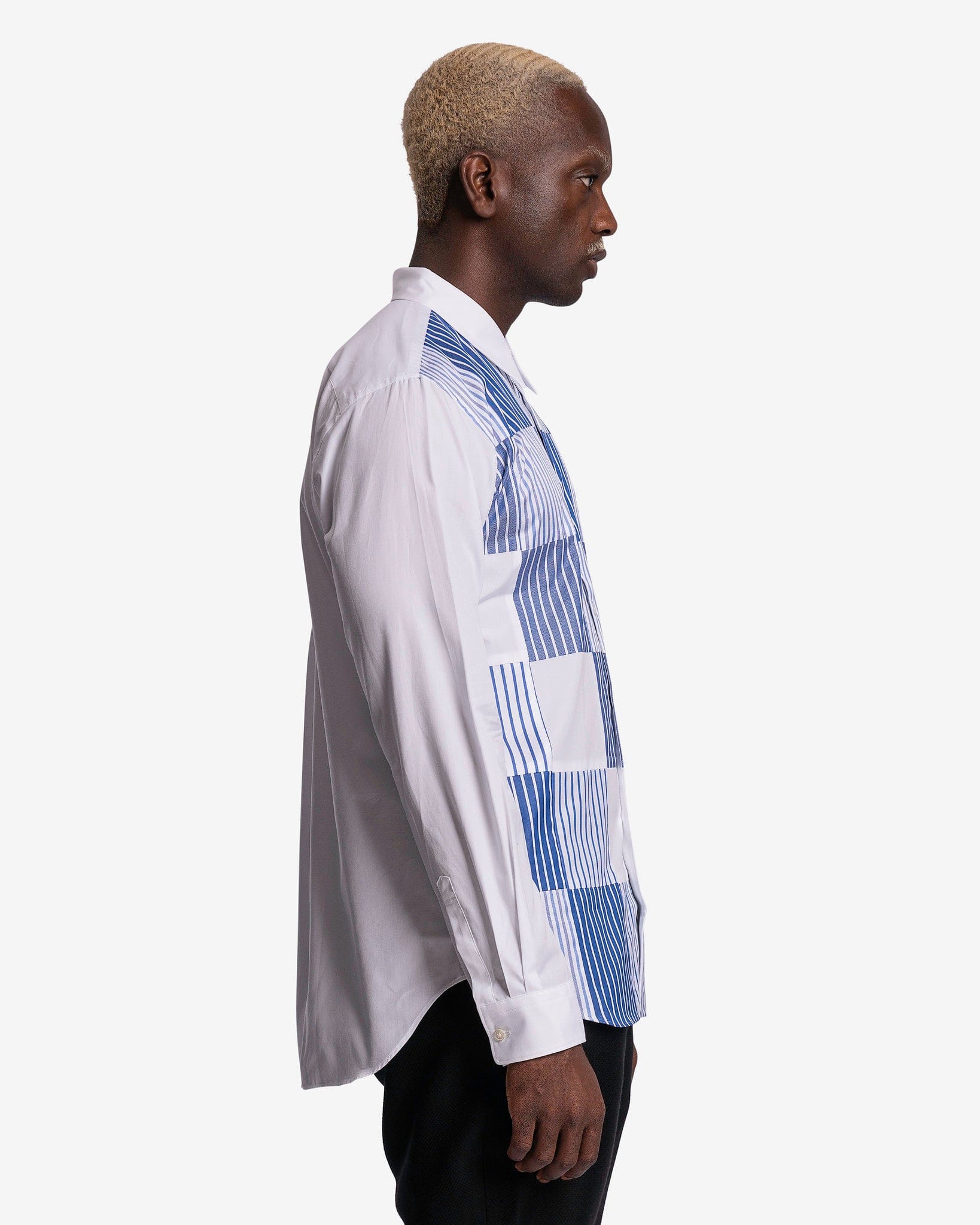 Comme des Garcons Homme Deux Men's Shirts Square Paneled Stripe Shirt in White