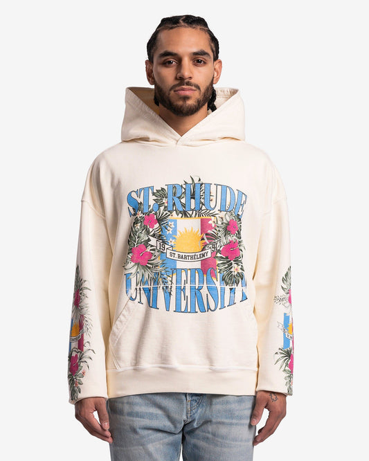 Rhude Men's Sweatshirts St. Rhude University Hoodie in Vintage White