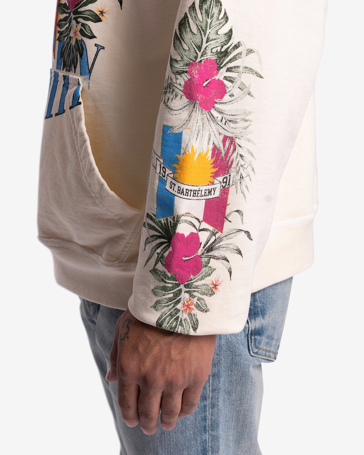 Rhude Men's Sweatshirts St. Rhude University Hoodie in Vintage White