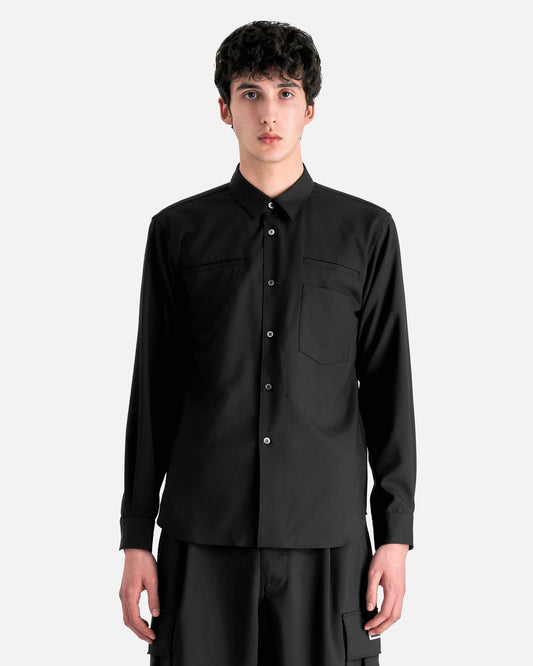 Comme des Garcons Homme Deux Men's Shirts Stacked Pocket Button-Up Shirt in Black