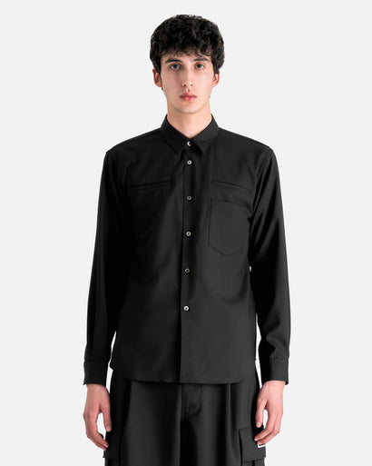 Comme des Garcons Homme Deux Men's Shirts Stacked Pocket Button-Up Shirt in Black