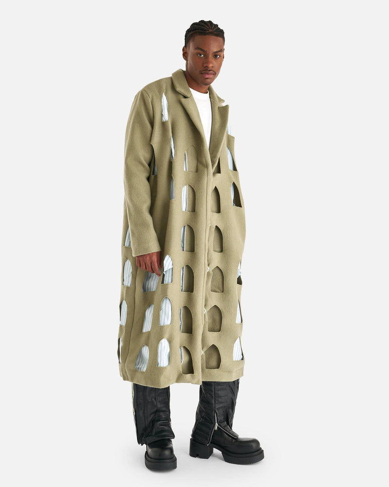 の*ん様 22ss kolor Sheer military coat Stained Glass Laser Trench in Olive – SVRN