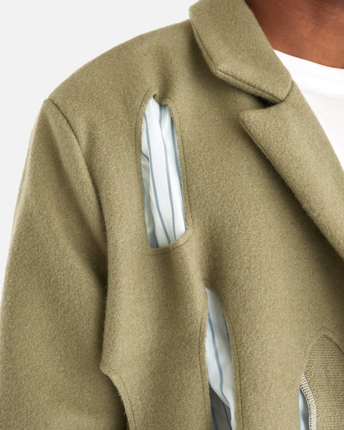 Who Decides War Men's Coat Stained Glass Laser Trench in Olive