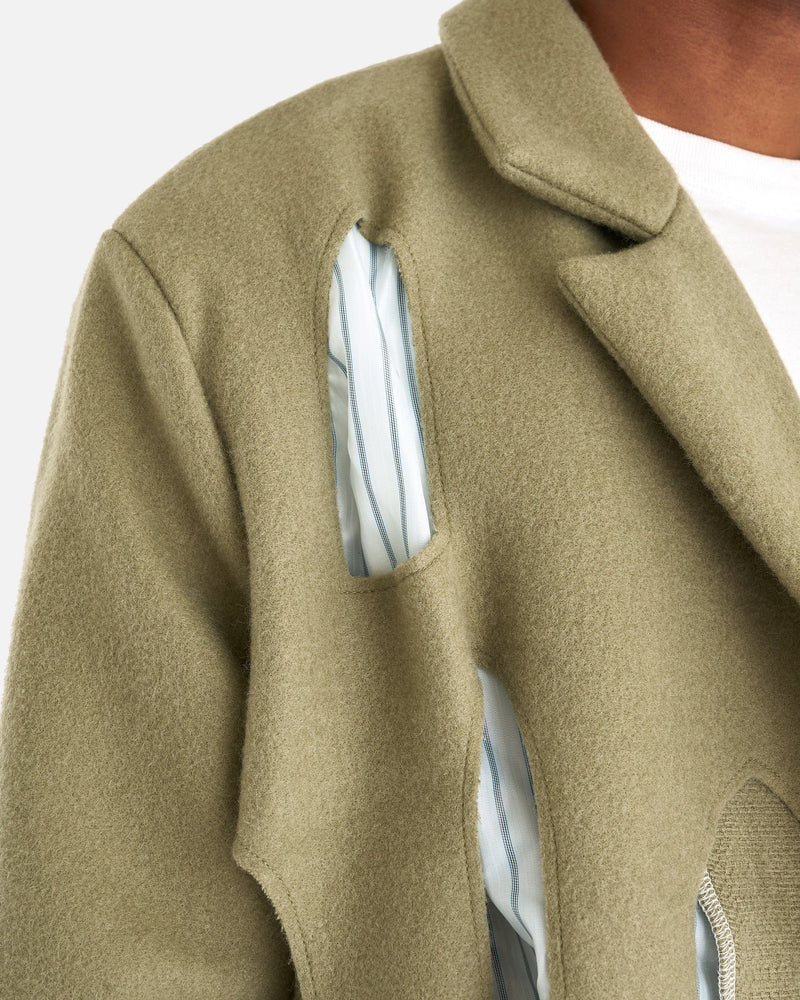 Who Decides War Men's Coat Stained Glass Laser Trench in Olive
