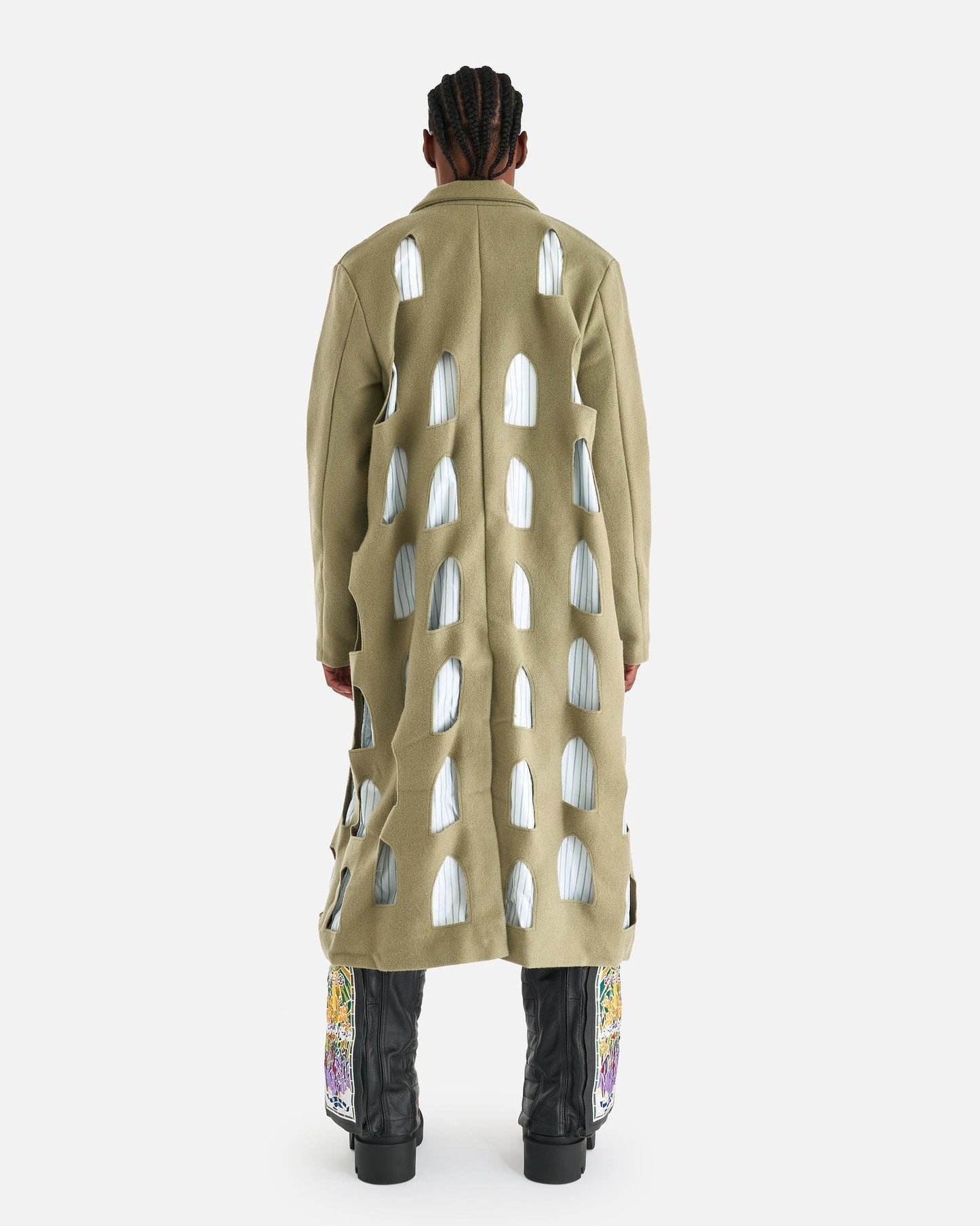 Who Decides War Men's Coat Stained Glass Laser Trench in Olive