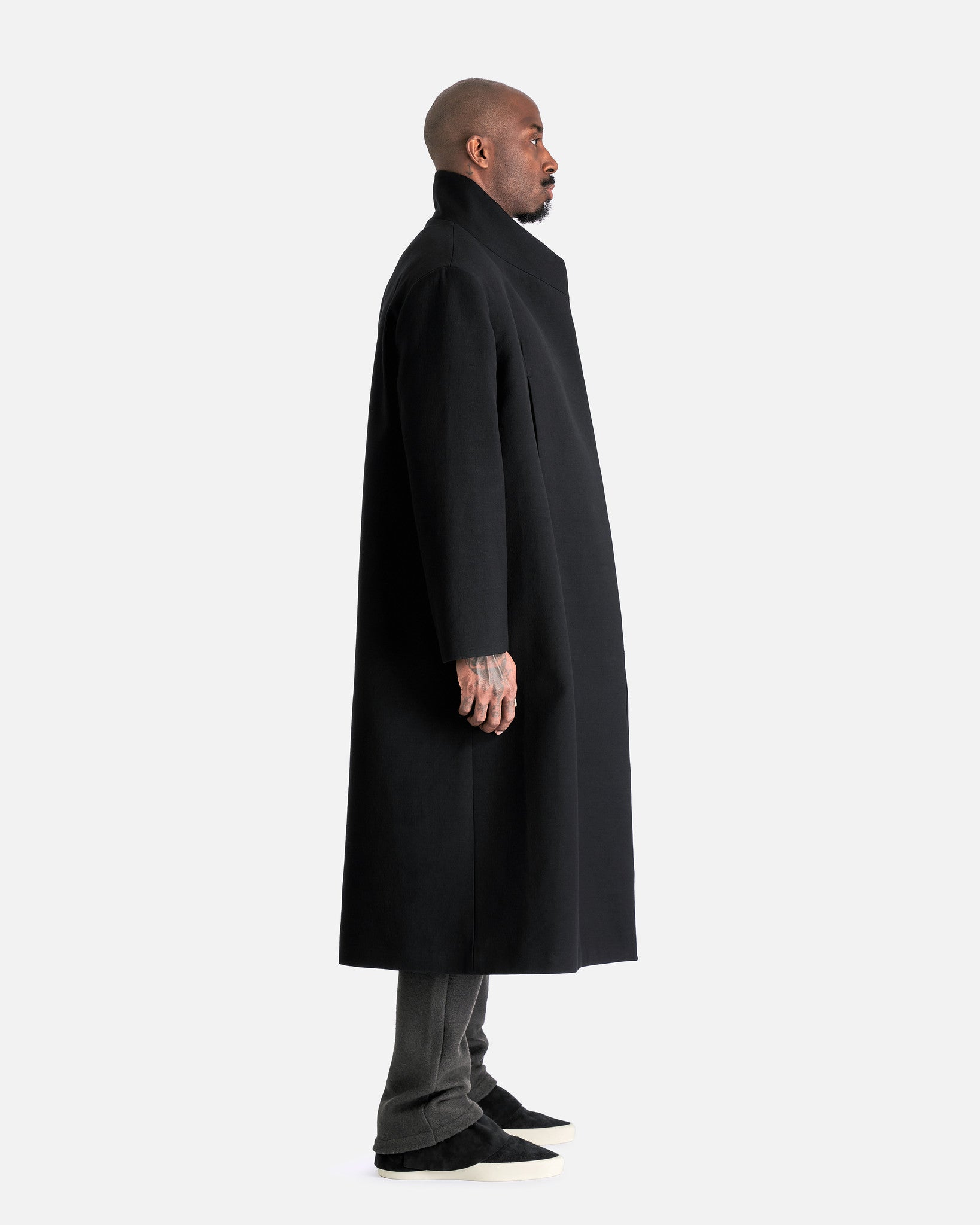Fear of God Men's Coat Stand Collar Relaxed Overcoat in Black