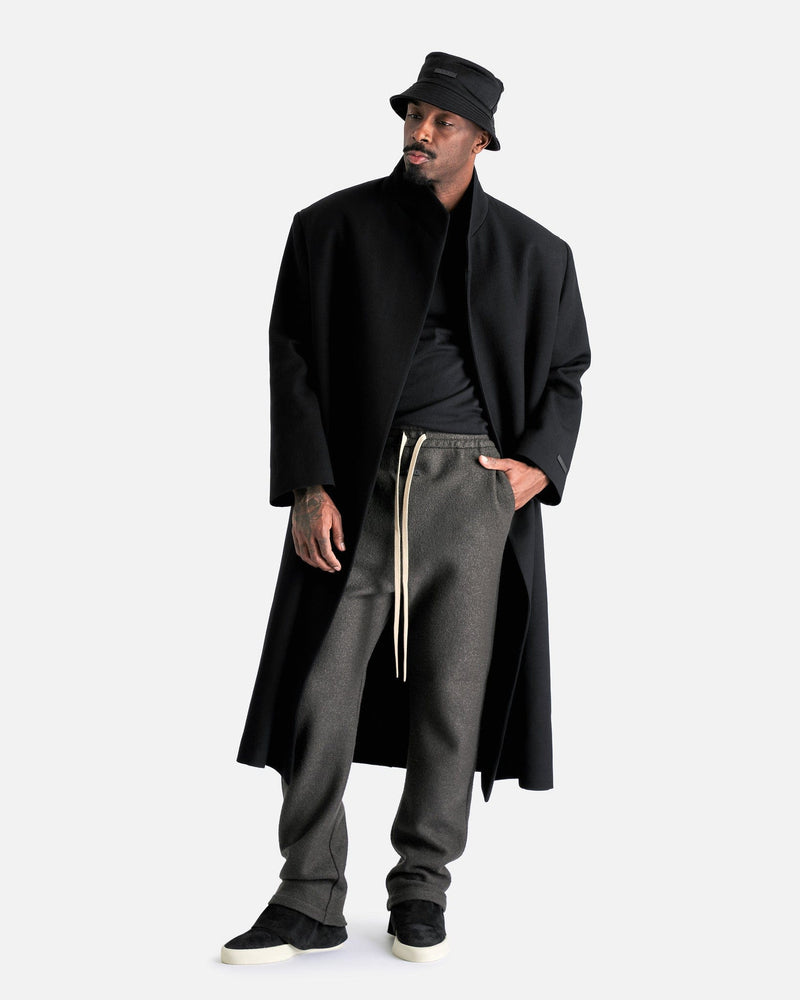 Stand Collar Relaxed Overcoat in Black – SVRN