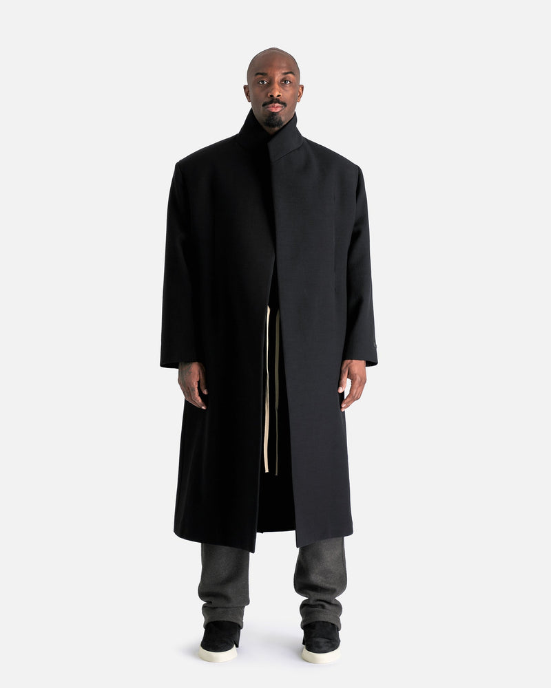 Fear of God Men's Coat Stand Collar Relaxed Overcoat in Black