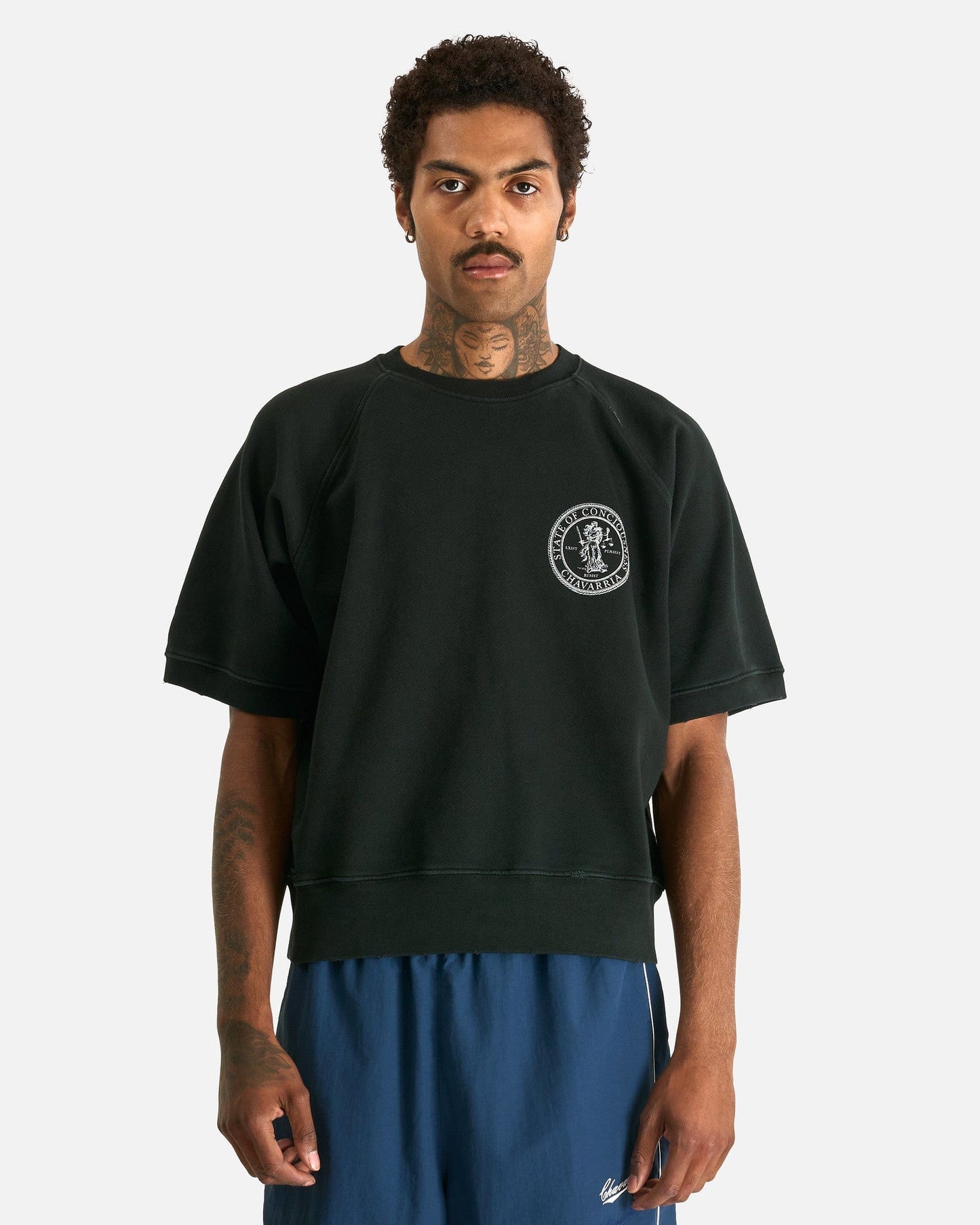 Willy Chavarria Men's Shirts State of Consciousness Papi Crewneck in Black