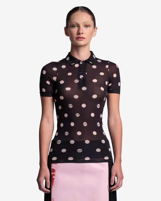 Raf Simons Women Tops Stocking Jersey Polo in Black/White