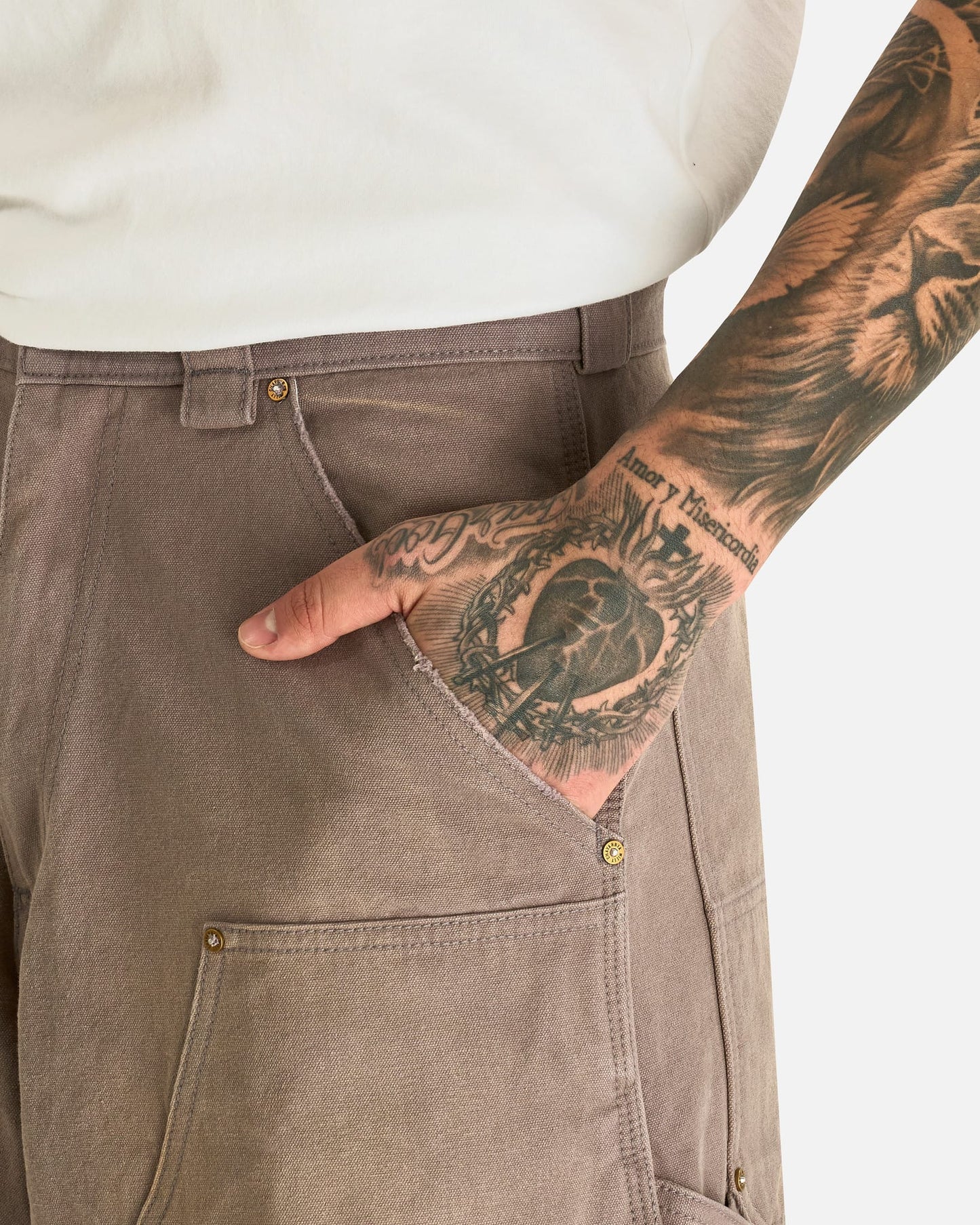 Willy Chavarria Men's Shorts Stockton Double Knee Short in Concrete