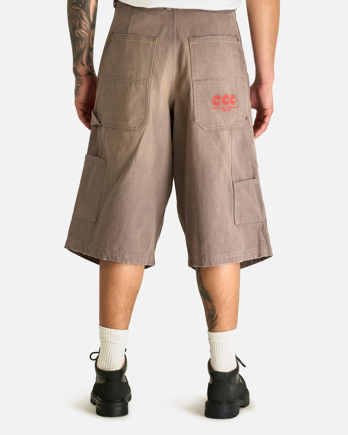 Willy Chavarria Men's Shorts Stockton Double Knee Short in Concrete