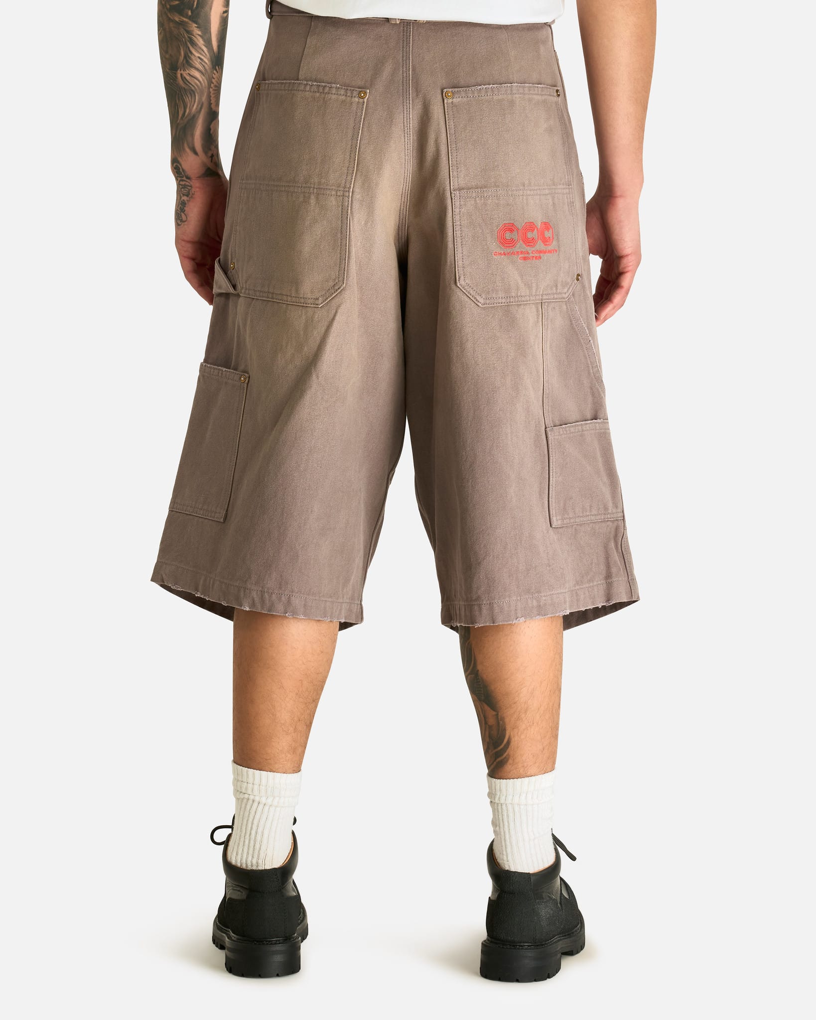 Willy Chavarria Men's Shorts Stockton Double Knee Short in Concrete