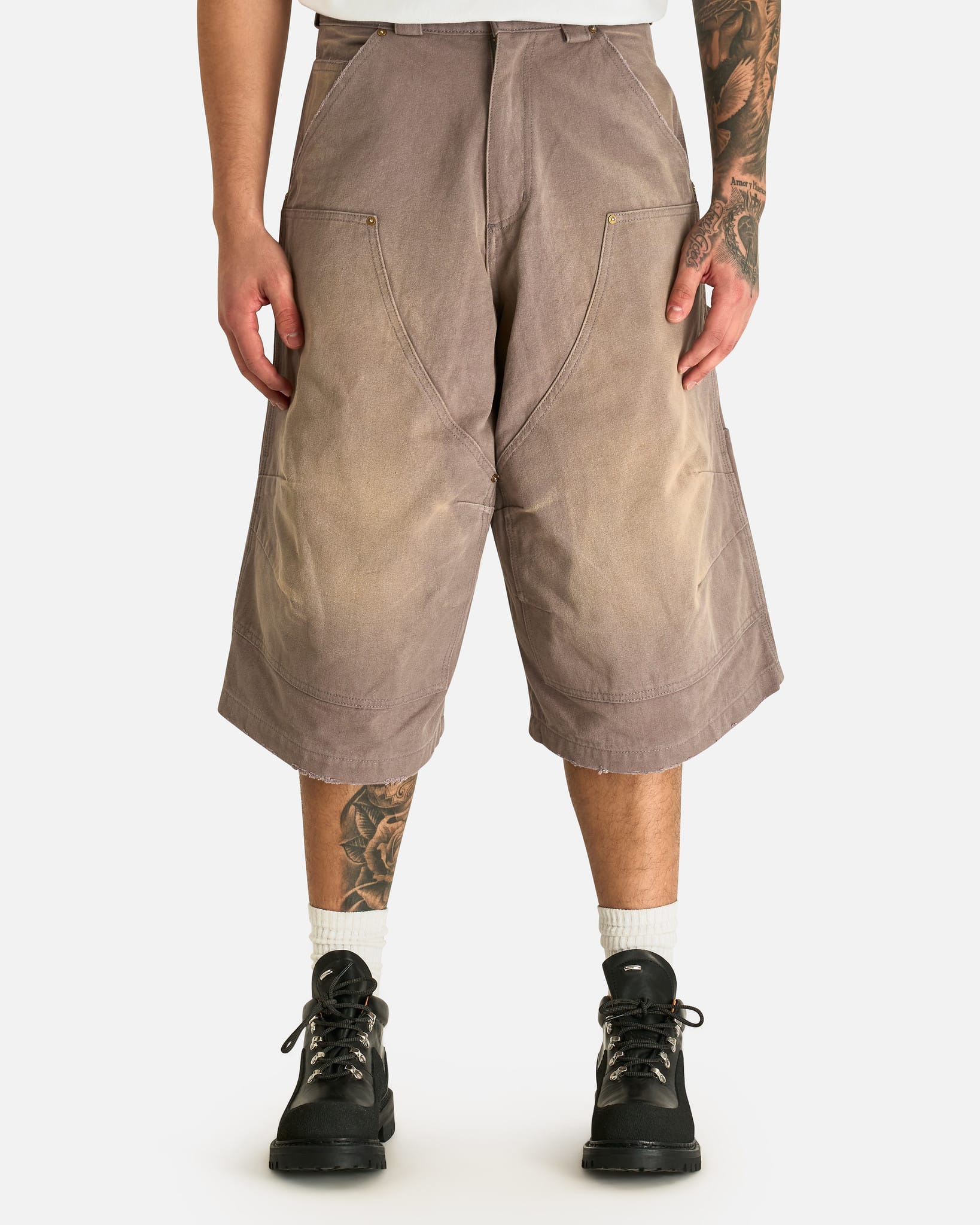 Willy Chavarria Men's Shorts Stockton Double Knee Short in Concrete