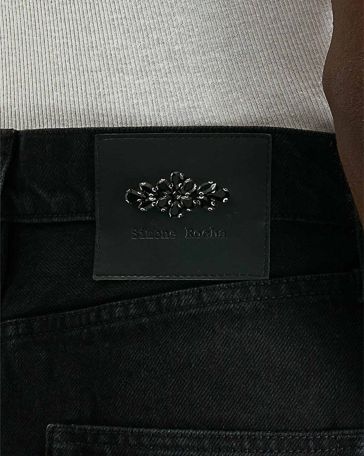 Simone Rocha Men's Jeans Straight Workwear Denim Jeans in Jet Black